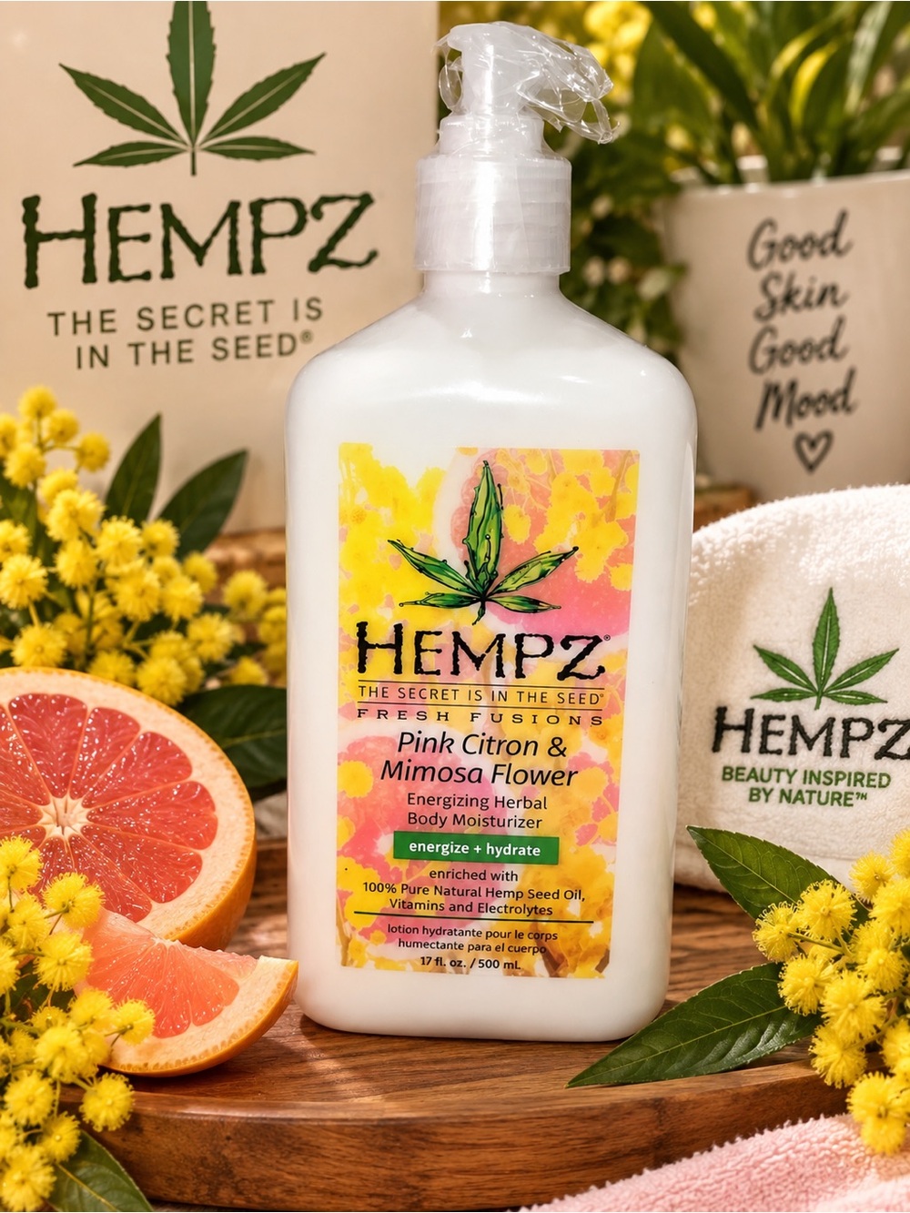 Hempz Pink Citron & Mimosa Flower Energizing Herbal Body Moisturizer 17 oz